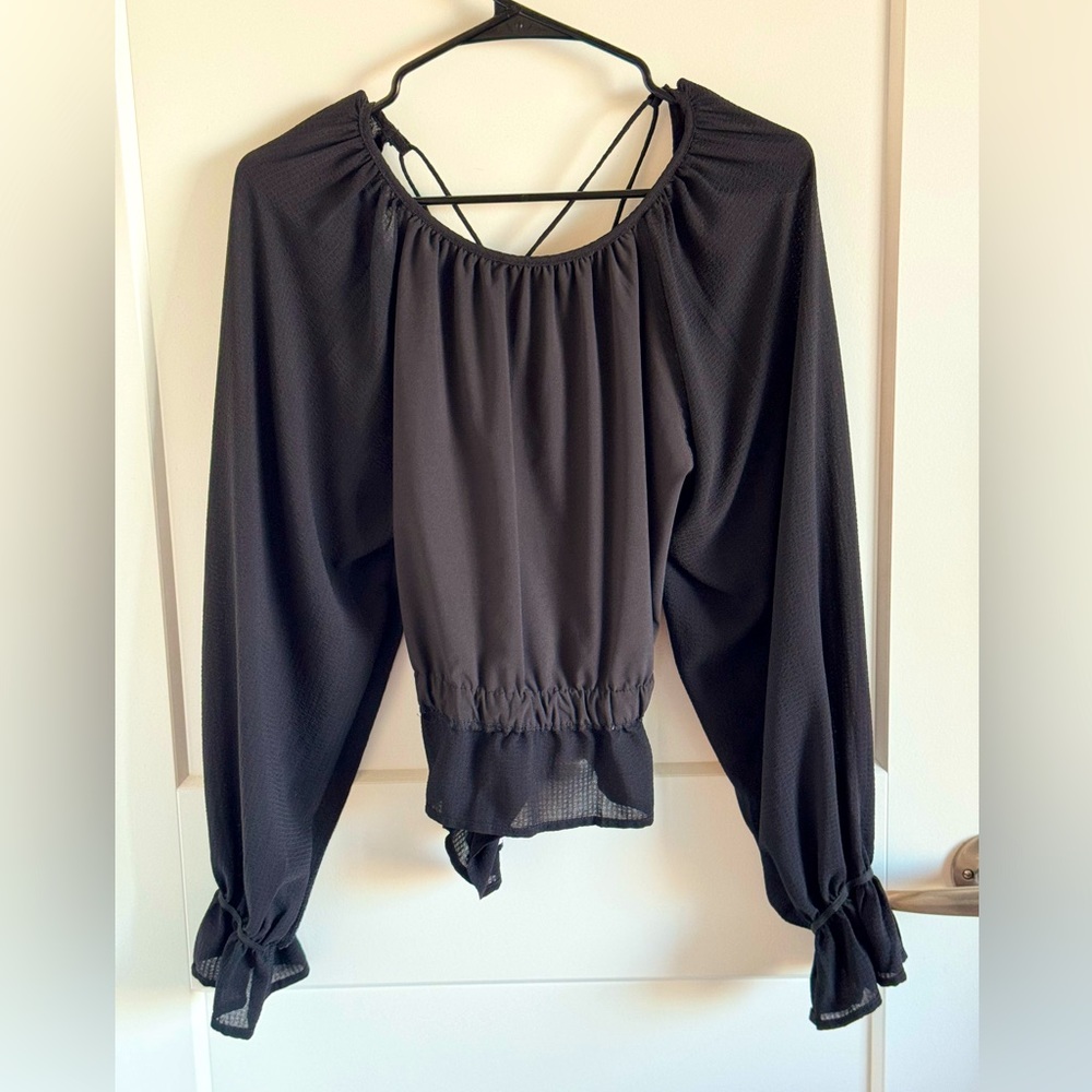 LE LIS Black Strappy Backless Top